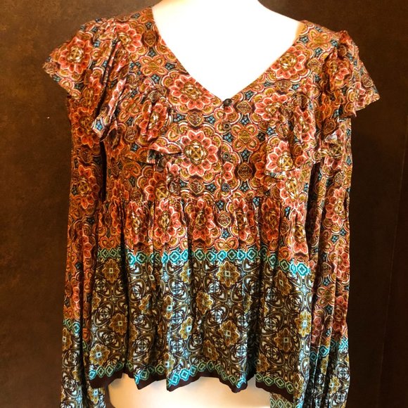 NWT Altar'd State Multicolor Floral Blouse - Picture 1 of 6